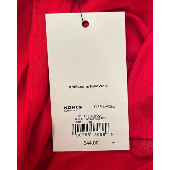 Nine West Women’s Long Sleeve Sweetheart Peplum Top Cupid Bow Red Large NWT - Picture 7 of 9